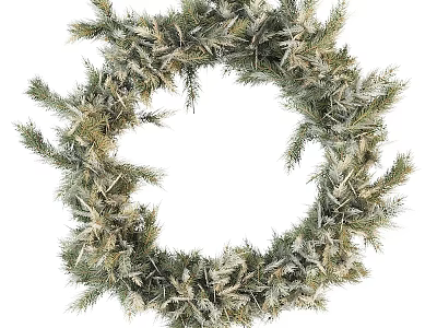 Natural Green Pine Wreath Decorative Ornament Set Ideal For Home Festive Decor 3d model