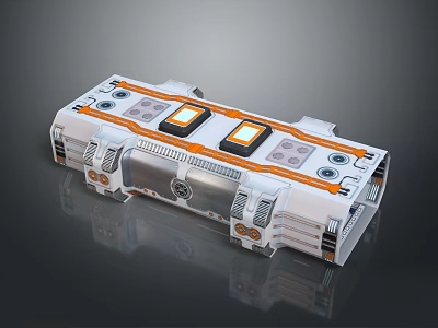 Modern Mechanical Control Panel With Orange Accents And Digital Display Panels 3d model