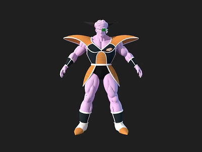 Frieza Anime Game Character With Purple Skin Black And Orange Armor Green Eyes Standing Pose 3d model