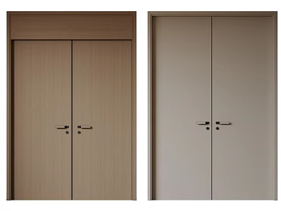 Modern Interior Double Doors In Wooden And Gray Finishes For Home Design 3d model