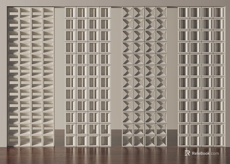 Modern Room Dividers With Geometric Patterns And Grid Design For Interior Spaces 3d model