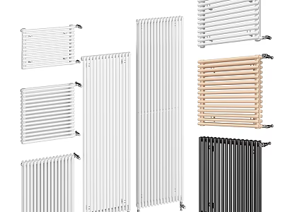 Various Modern Radiators With Different Designs And Home Heating Styles 3d model