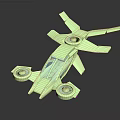 Green Experimental Equipment Featuring Multiple Blade Like Arms Transparent Central Section And Circular Bases