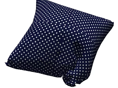 Dark Blue Throw Pillow with White Polka Dot Pattern for Home Decoration 3d model