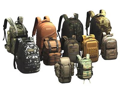 Assorted Backpacks With Various Colors Different Styles And Functional Designs For Daily Use 3d model
