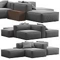 Gray Sectional Sofa With Modular Design Comfortable Cushions And Footstool For Living Room