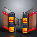 Two Aerospace Containers With Yellow Warning Labels And Red Edges For Space Missions