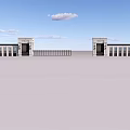 Classic Stone Entrance Gate Design With Pillars Fence And Blue Sky