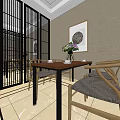 Modern Reception Interior With Beige Counter Black Lattice Gates Wooden Ceiling And Hanging Lights