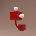 Colorful Abstract Block Sculptures With White Spheres And Curved Bases In Green Black White Red