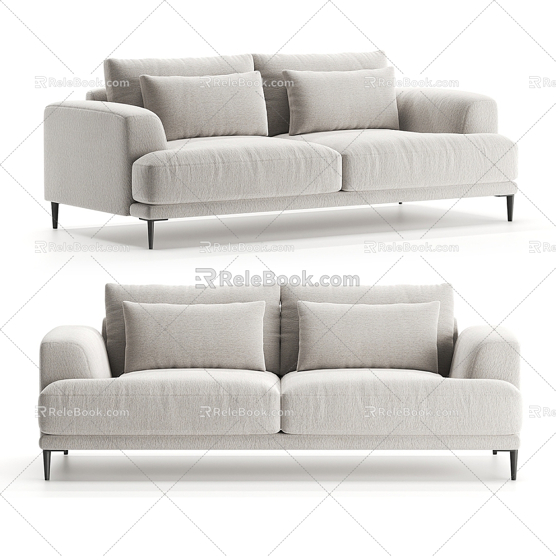 Modern Double Sofa Simple Sofa 3d model