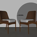 POLIFORM Modern Leisure Chair with Brown Leather Upholstery White Cushion and Wooden Frame