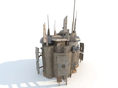 Ancient Stone Fortress Structure With Medieval Tower Spires And Turrets Design 3d model