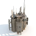 Ancient Stone Fortress Structure With Medieval Tower Spires And Turrets Design