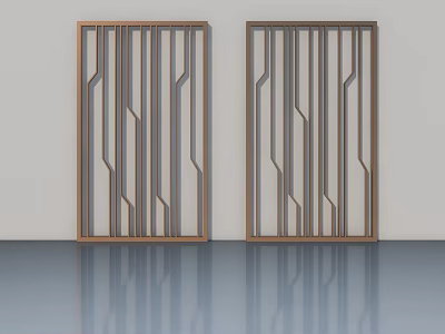Modern Swing Doors With Wooden Frames And Geometric Patterns For Home Interior 3d model