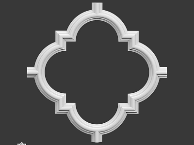 Decorative Architectural Component With White Symmetrical Geometric Design And Ornate Edges 3d model