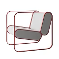 Modern Single Sofa With Red Metal Frame And Gray White Cushions Stylish Design