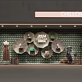 CHILLCHAN 2024 Store Window Display With Dresses Handbags And Circular Shelves On Green Textured Wall