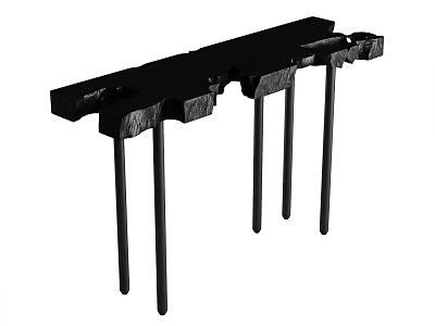 Black Modern Console Table With Sleek Long Top And Slender Legs Design 3d model