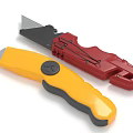 Hardware Tools Yellow Red Utility Knives With Sharp Blades And Ergonomic Handles 3d model