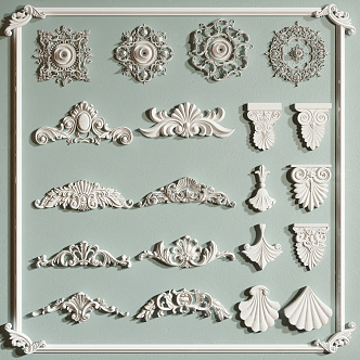 European-style carved gypsum carved corner line 3d model