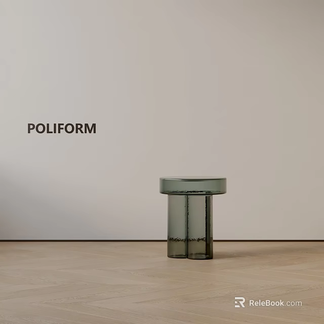 Modern Sleek Side Table With Greenish Top And Transparent Cylindrical Base 3d model