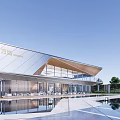 Modern Sales Office Building Fold Surface Demonstration Area 3d model