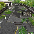 Traditional Chinese Garden Landscape With Pond Lotus Leaves Walkways and Pavilions