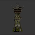 Traditional Chinese Architecture Models With Moss Covered Roofs Carved Stone Bases And Decorative Details