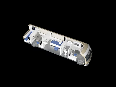 Modern Camper Interior Design With Bed Seating And Storage Spaces 3d model