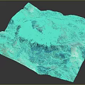Garden Landscape 3D Design Terrain With Mountain Vegetation And Blue Regions