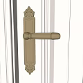 Elegant Golden Decorative Door Handle On White Wooden Door With Classical Design Details