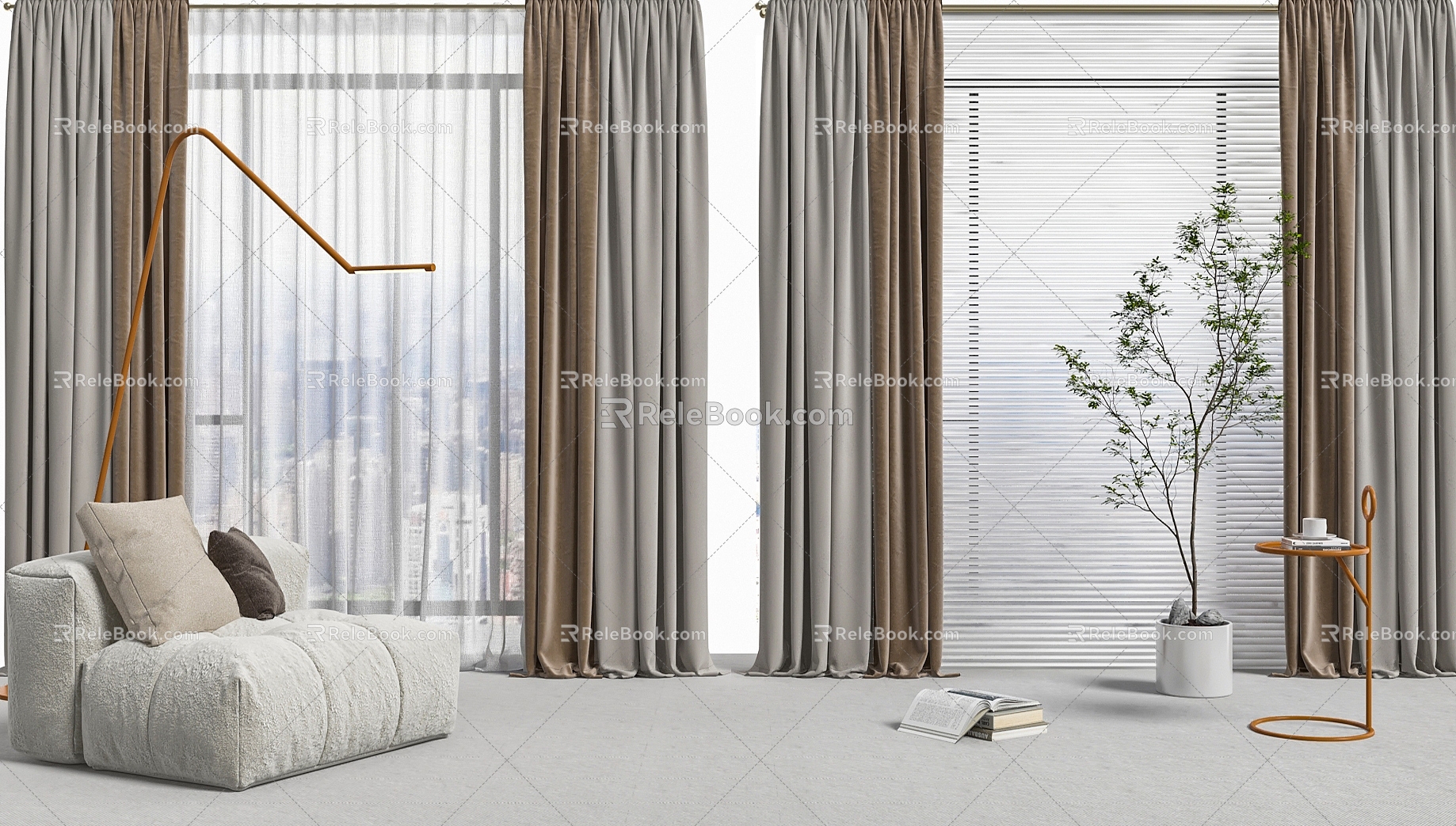 Curtain Window Screen Lazy Sofa model