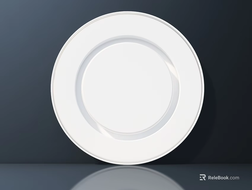 White Circular Ceiling Light Panel with Smooth Surface and Reflective Finish Against Dark Background 3d model 