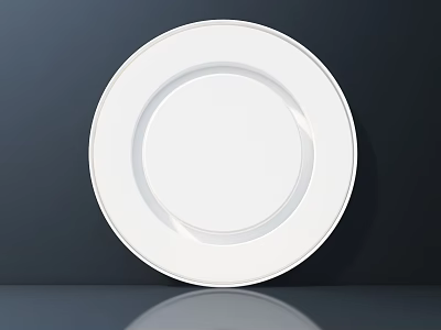 White Circular Ceiling Light Panel with Smooth Surface and Reflective Finish Against Dark Background 3d model