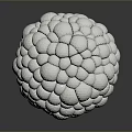 Gray Bumpy Spherical 3D Model With Shiny Textured Surface