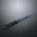 Sharp Tactical Dagger With Long Blade Brown Wooden Handle And Classic Design On Dark Background