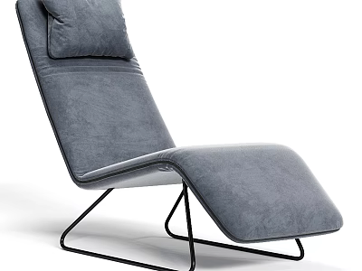 Modern Gray Chaise Lounge with Soft Fabric Cushion and Black Metal Frame 3d model