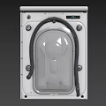 Modern Front Loading Washing Machine with Light Blue Exterior LCD Display and Control Panel