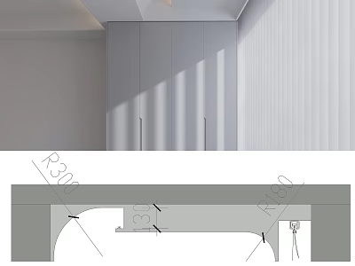 Modern Ceiling Design In Minimalist Interior With Built In Cabinets 3d model