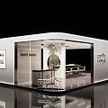 Modern Exhibition Booth Design With Glass Facade And Interior Seating Setup 3d model