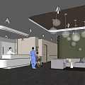 Modern Hospital Outpatient Clinic With Reception Desk Medical Staff Patient Wheelchair Waiting Area