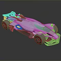 Futuristic Silver Race Car With Blue Accents And Sleek Aerodynamic Body Design