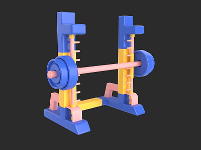 Colorful Toy Barbell Rack 3D Model With Blue Yellow Building Blocks Structure 3d model