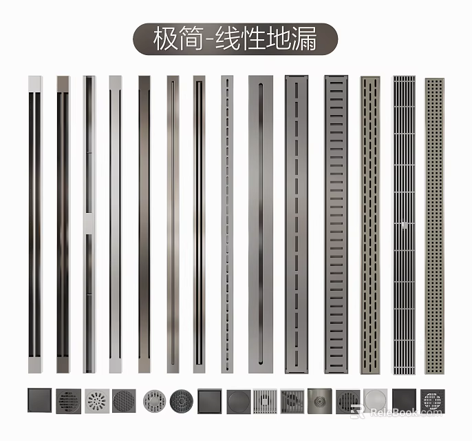 Minimalist Linear Shower Drains For Modern Bathroom Accessories With Sleek Design 3d model 