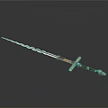 Wavy Blade Sword with Golden Decorated Hilt and Brown Grip Design