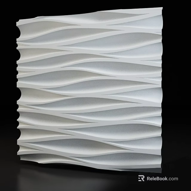 White Wavy 3D Textured Decorative Wall Panel For Interior Design 3d model 
