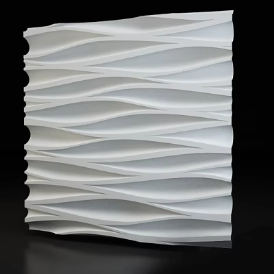 White Wavy 3D Textured Decorative Wall Panel For Interior Design 3d model