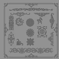European-style carved plaster lines 3d model