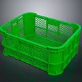 Practical Green Plastic Household Storage Basket With Mesh Design And Handles 3d model